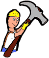 Construction Worker Holding Large Hammer Clipart