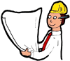 Construction Foreman Looking at Blueprints Clipart