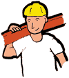 Construction Worker Carrying Steel Beam Clipart
