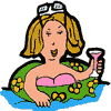 Relaxing in Inner Tube with Beverage Clipart
