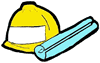 Hard Hat & Blueprints Clipart