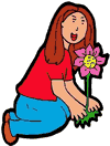 Female Planting a Flower Clipart