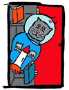 Space Cat Flying Out of Locker