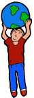 Boy Lifting Earth Clipart