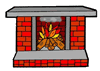 Brick Fireplace with Fire