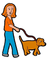 Girl Walking Dog