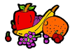 Assorted Fruits with Grapes Clip Art