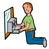 Repairman Fixing Air Conditioner Clipart
