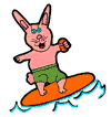 Surfing Bunny Holding Easter Egg Clipart