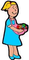 Girl Carrying Easter Eggs in her Apron Clipart