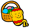 Sleeping Easter Egg Against Basket Clipart