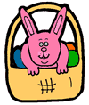 Happy Bunny Poking out of Basket Clipart