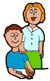 Boy Painting Easter Egg with Mom Clipart