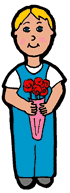 Boy Holding Bouquet of Roses Clipart
