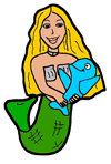 Mermaid Holding Fish Clipart