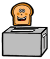 Happy Toast Popping out of Toaster