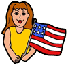 Female Holding American Flag
