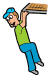 Roofer Hanging Off of Roof Clipart