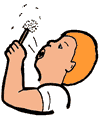 Boy Playing with Dandelion Seeds Clipart