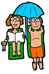 Couple Under Beach Umbrella Clipart