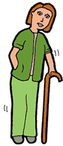 Woman Walking with Cane Clipart