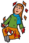 Playing in Leaves Clipart
