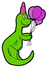 Dinosaur Holding Balloons Clipart