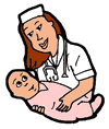 Nurse Holding Newborn Baby Clipart
