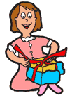 Girl Opening Birthday Present Clipart