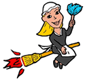 Maid Riding on Broom