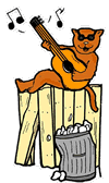 Cool Cat Playing Guitar on Fence  in Alley Clipart
