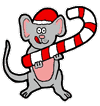 Mouse Holding Candy Cane