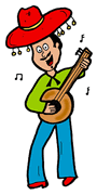 Mexican Musican with Banjo & Sombrero Clipart