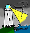 Lighthouse in Rain Storm Clipart