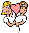 Couple in Love Holding Heart Balloon Clipart