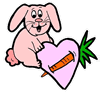 Bunny Holding Heart with Carrot Clipart