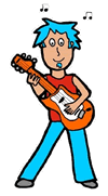 Rocker Playing Electric Guitar Clipart