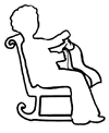 Silhouette Senior Sewing in Rocking Chair Clipart