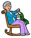 Senior Sewing in Rocking Chair Clipart