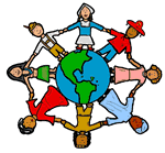Children Holding Hands Around the World Clipart