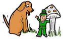 Little Leprechaun Waving at Dog