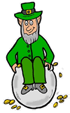 Leprechaun Sitting in Pot of Gold
