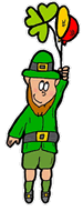Leprechaun Lifting by  Balloons and Shamrock
