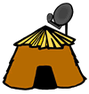 Grass Hut with Satellite Dish Clip Art