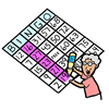 Large Bingo Card with Small Old Lady Clipart