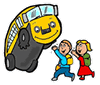 Waving at Happy School Bus