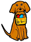 Dog Holding Basket of Eggs