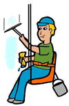 Man Washing Window Clipart
