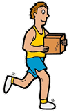 Man Running with Box Clipart
