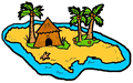 Grass Hut on Beach Island Clipart
